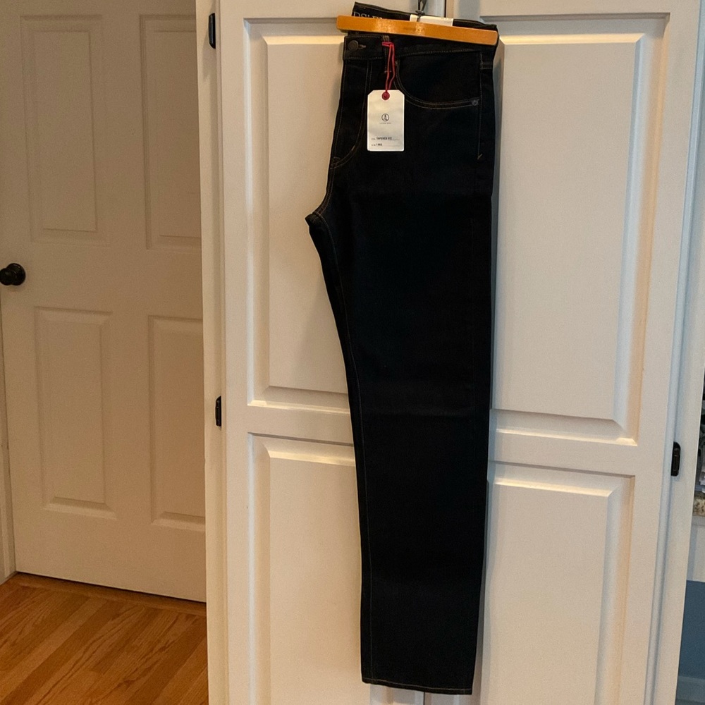 Men’s Lands End Tapered Fit Dark Blue Jeans Size 32 x 32